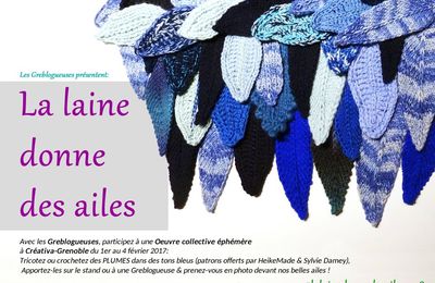 Des plumes au crochet… “La laine donne des ailes” à Creativa-Grenoble 2018