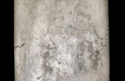 A rare bronze square 'Buddha and bodhisattvas' decorated plaque, 12th-14th century