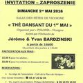 "POLONIA" - Vicoigne: INVITATION - ZAPROSZENIE -Thé dansant du 1er MAI 2016 à partir de 16h animé par Jérôme et Yvan BARDZINSKI.