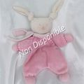 Doudou Peluche Lapin Rose Et Blanc Hochet Corolle