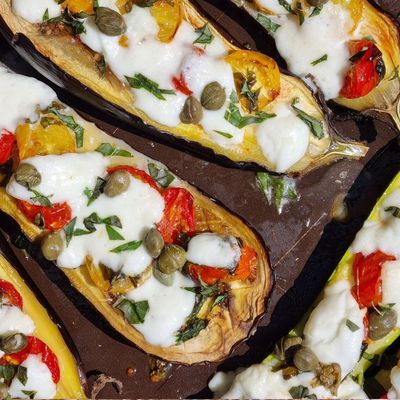 Courgette et aubergine façon pizza margherita