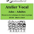 RAPPEL - JEUDI Atelier Vocal