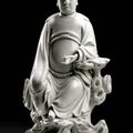 A finely modeled Dehua figure of Wen Chang, impressed gourd-shaped potter's mark He Chaozong, 17th century