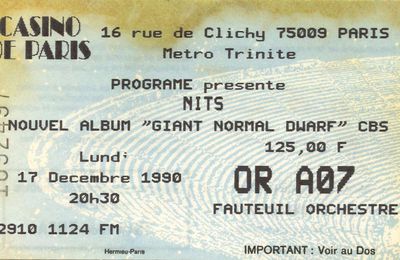 Nits - Lundi 17 Décembre 1990 - Casino de Paris (Paris)