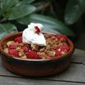 Crumble aux prunes et aux framboises