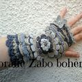Mitaines femme faite main grises laine coton lin * SHOP BOUTIQUE CORALIEZABO ETSY / CORALIE-ZABO-BOHEME UNGRANDMARCHÉ 
