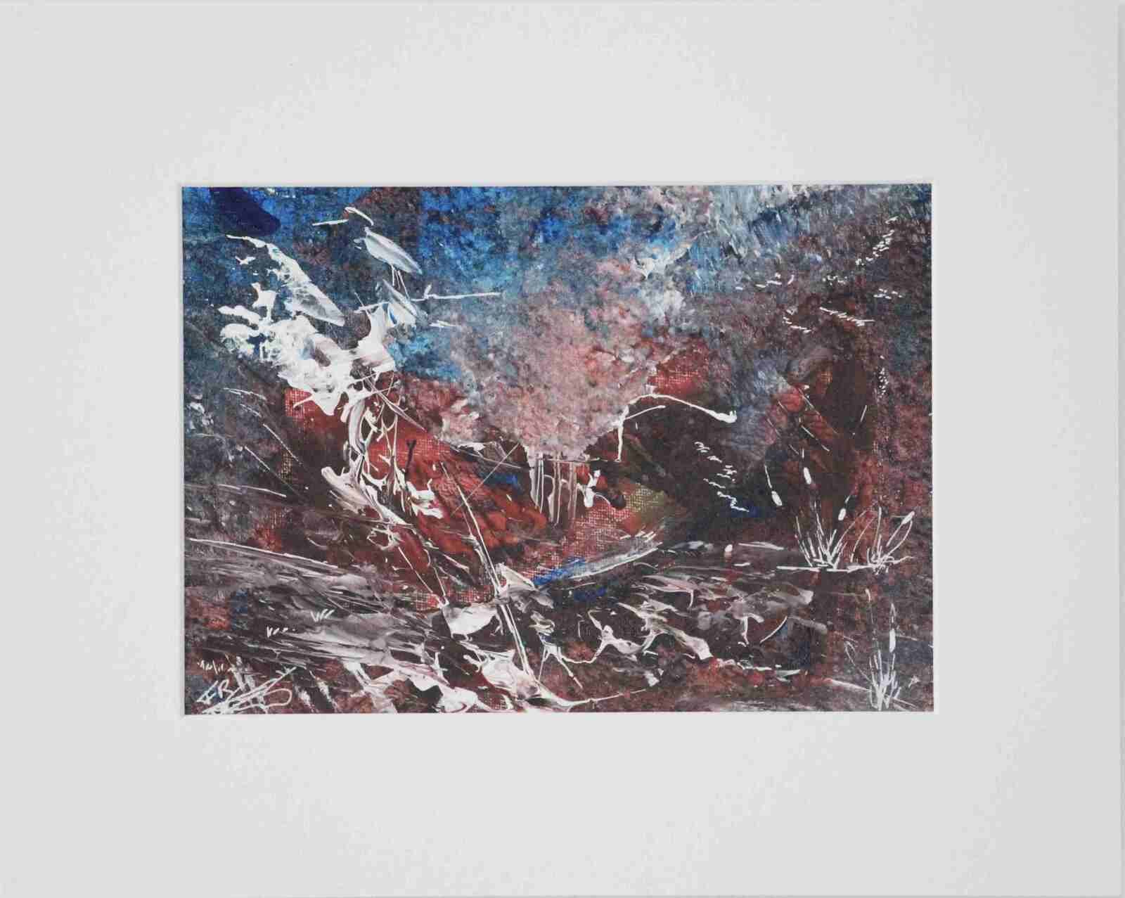 Recherche-acryl2019-carton toilé 24X19cm- + passe partout blanc (n°160)-