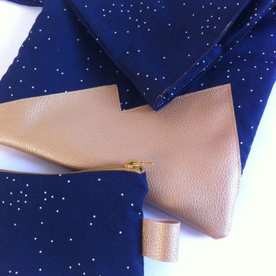 * parure étoilée - tote bag + porte monnaie + pochette