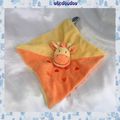 Doudou Peluche Plat Carré Vache Girafe Jaune Orange Mots D'Enfants