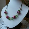 Collier en perles fimo "Jardin de roses"