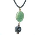 PENDENTIF Tranche AVENTURINE Verte 29 + AGATE Oeil 