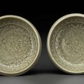 A pair of small Yaozhou celadon molded dishes, Northern Song-Jin dynasty, 11th-12th century