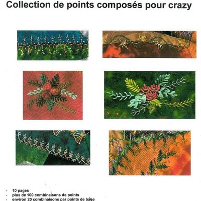 Broderie CRAZY : fiches de points composés
