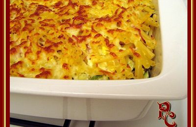 Gratin de macaronis aux courgettes et au boursin
