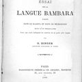 Essai sur la langue Bambara