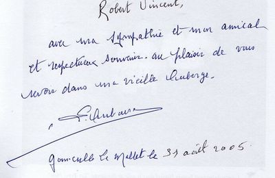 Autographe de Lucette Aubourg pour Robert Vincent
