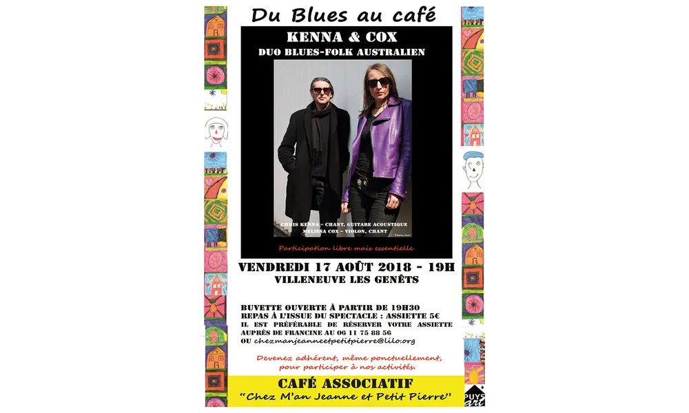 Vendredi soir, blues folk australien à Villeneuve Les Genêts...