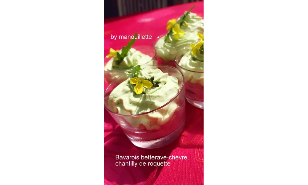 Bavarois betterave-chèvre, chantilly de roquette