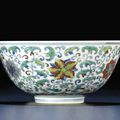 A fine doucai 'floral' bowl, Daoguang six-character seal mark and of the period (1821-1850)