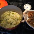 Fondue de poireaux et soupe de legumes