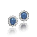 A pair of sapphire and diamond earrings, by Bulgari