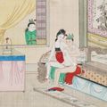 [CHINE] Album érotique chinois de 12 aquarelles libres sur soie. Époque fin XIXe début XXe 