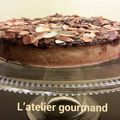 tarte frangipane-poire-ganache chocolat-amandes grillées.