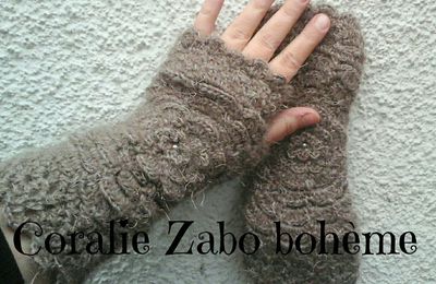 Mitaines gants sans doigts femme en laine mohair crochet, * SHOP BOUTIQUE CORALIEZABO ETSY / CORALIE-ZABO-BOHEME UNGRANDMARCHÉ 