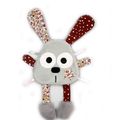 Doudou lapin gris rouge terracotta