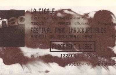 The Divine Comedy / Silvain Vanot / Tindersticks / Dominique A - Samedi 6 Novembre 1993 - Festival des Inrocks - La Cigale (Pari