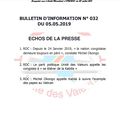 BULLETIN D'INFORMATION N°32 DU 05.05. 2019