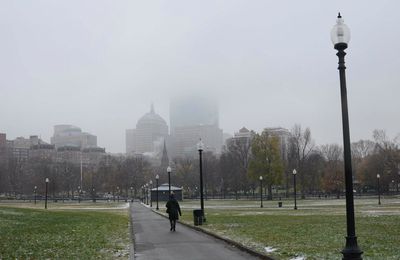 Boston Common this morning : Snow