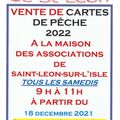 Information de l'Amicale de Pêche - Vente de cartes de pêche 2022 à Saint-Léon-sur-l'Isle à partir du 18 décembre 2021