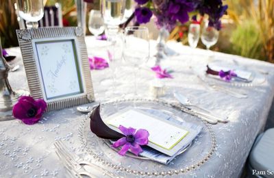 Planche d'inspiration mariage argent, violet, parme et gris #1