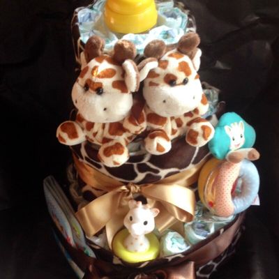 Gateau de couches Girafe pour les 1 an de Leandro