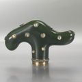 A Fabergé Diamond-Studded Carved Nephrite Parasol Handle, Workmaster Henrik Wigström, St. Petersburg, circa 1904-1908