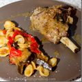 Souris d’agneau au miel et poivre rouge, orecchiette aux légumes grillés