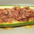 Courgette farcie au jambon cru fumé et cancoillotte