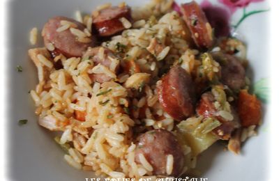 Saucisses fumées riz et légumes ( Cookéo)