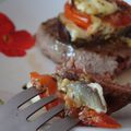 Amalgame d'une entrée sur ma viande ... ou le steak haché à la tomate mozzarella et aubergine