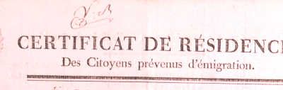 Le 8 mai 1793 à Nogent-le-Rotrou : certificats de résidence.