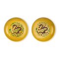 A pair of yellow-ground green and aubergine-enameled 'dragon' dishes, Marks and period of Guangxu (1875-1908)