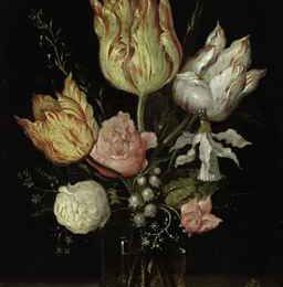 Ambrosius Bosschaert the Elder (Antwerp 1573-1621 The Hague)? Tulips, roses, a bluebell, Narcissus tortuosis, forget-me-nots,...