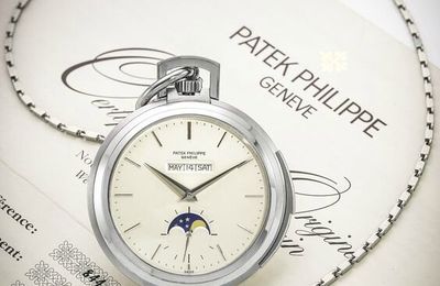 An extremely rare pocket watch by Patek Philippe Reference 844 in white gold sells for $475,488