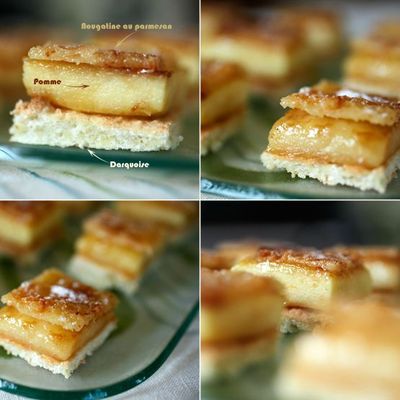 Dacquoise de pomme et nougatine au parmesan