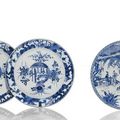 Three large blue and white dishes, Kangxi period (1662-1722)