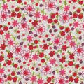 coupon tissu patchwork fleurs Liberty romantique shabby chic, rouge, rose, env. 50x50 cm