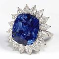 A sapphire and diamond ring of approx. 30.20 cts. by Cartier