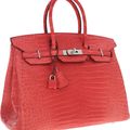 Hermes 35cm Matte Bougainvillea Porosus Crocodile Birkin Bag with Palladium Hardware