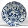 A rare blue and white dish for the Portuguese market. Ming dynasty, Wanli period, circa 1590